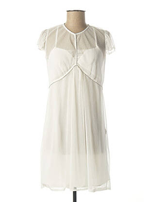 Robe mi-longue manches courtes manches courtes blanc INFINITIF femme