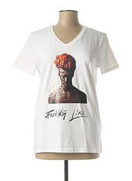 T-shirt imprimé fantaisie manches courtes blanc DAVID ZELLER femme
