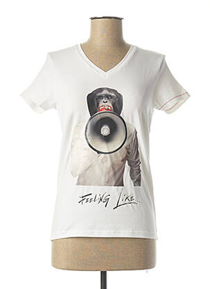 T-shirt imprimé fantaisie manches courtes blanc DAVID ZELLER femme
