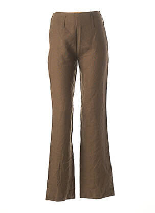 Pantalon flare taille à pinces taille haute marron LOLA femme