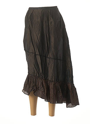 Jupe mi-longue fermeture zippée au dos marron NATHALIE GARCON femme