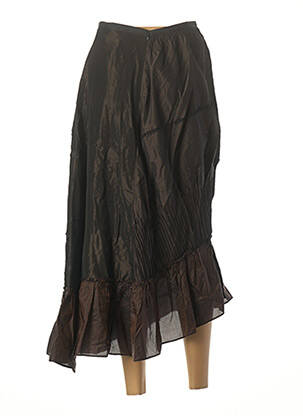 Jupe mi-longue fermeture zippée au dos marron NATHALIE GARCON femme