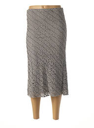 Jupe mi-longue taille élastique gris EN VOGUE femme