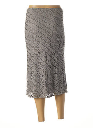Jupe mi-longue coupe droite évasée sur le bas gris EN VOGUE femme