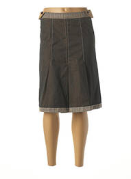 Jupe mi-longue fermeture zip latéral marron CUSTO femme