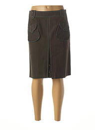 Jupe mi-longue fermeture zip latéral marron CUSTO femme
