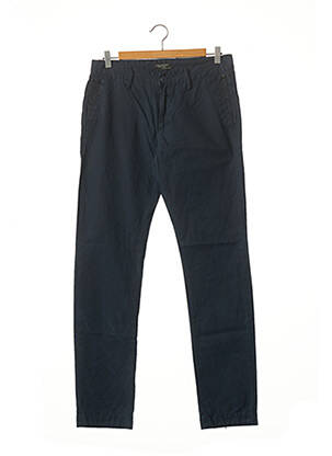 Pantalon chino tissage popeline taille normale bleu THREENITY femme