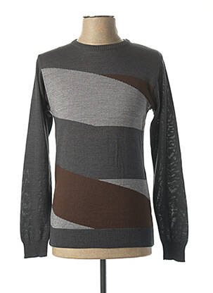 Pull finition bords-côtes manches longues gris PAUL MIRANDA homme