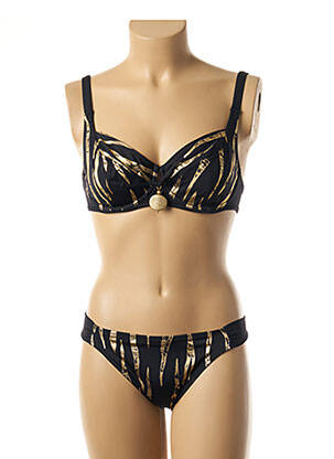 Maillot de bain 2 pièces fermeture clip noir ANTIGEL femme