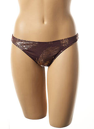 Bas de maillot de bain tissage satiné bikini marron ANTIGEL femme