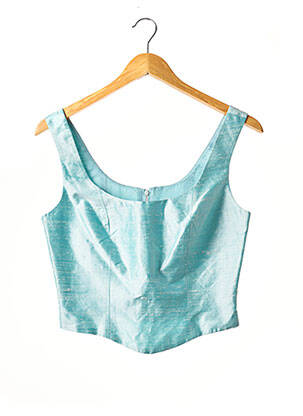Top col carré sans manche bleu PAULE VASSEUR femme