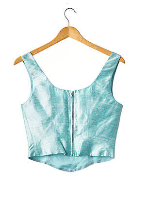 Top col carré sans manche bleu PAULE VASSEUR femme