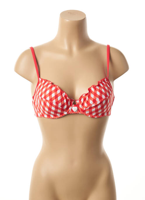 Haut de maillot de bain fermeture liens à nouer rouge ANTIGEL femme