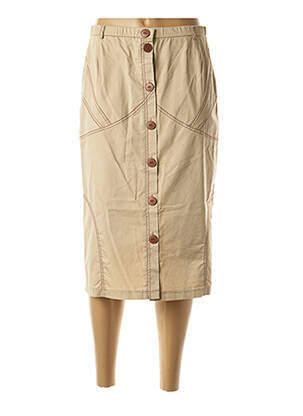 Jupe mi-longue taille élastique beige JEAN GABRIEL femme