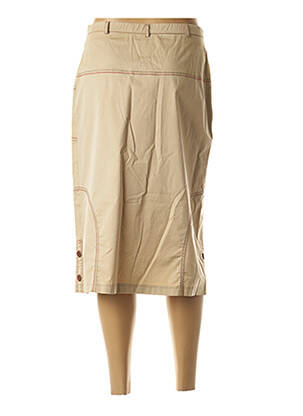 Jupe mi-longue taille élastique beige JEAN GABRIEL femme