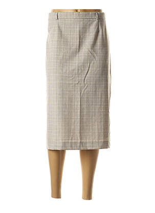 Jupe mi-longue coupe droite beige PIERRE D'ARLANC femme