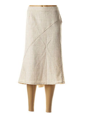Jupe mi-longue taille élastique beige GUY DUBOUIS femme