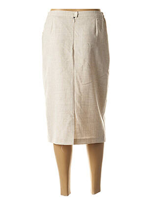 Jupe mi-longue taille élastique beige GUY DUBOUIS femme