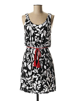 Robe mi-longue imprimé fleurs sans manche noir YSABEL MORA femme