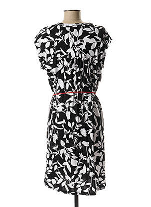 Robe mi-longue imprimé fleurs manches courtes noir YSABEL MORA femme