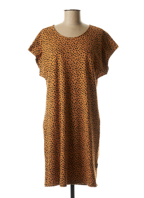 Robe mi-longue manches courtes manches courtes marron PROTEST femme
