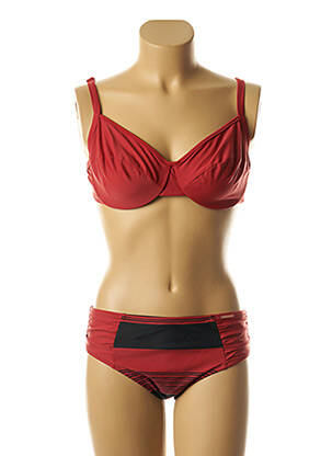 Maillot de bain 2 pièces fermeture clip rouge YSABEL MORA femme
