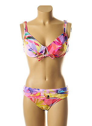 Maillot de bain 2 pièces fermeture clip rose YSABEL MORA femme