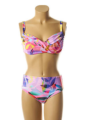 Maillot de bain 2 pièces fermeture clip rose YSABEL MORA femme