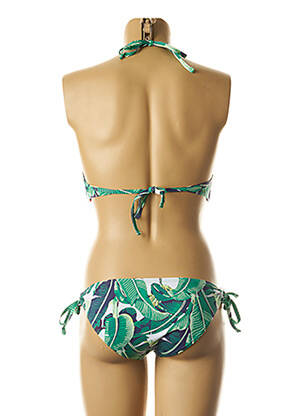 Maillot de bain 2 pièces fermeture liens à nouer haut soutien-gorge moulé vert DAG ADOM femme