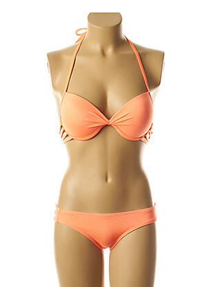 Maillot de bain 2 pièces fermeture clip haut soutien-gorge moulé orange DAG ADOM femme