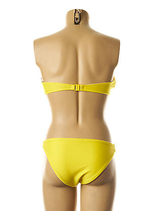 Maillot de bain 2 pièces fermeture liens à nouer haut soutien-gorge moulé jaune YSABEL MORA femme