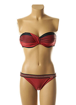 Maillot de bain 2 pièces fermeture clip haut soutien-gorge moulé rouge YSABEL MORA femme
