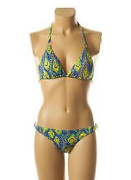 Maillot de bain 2 pièces fermeture liens à nouer haut soutien-gorge avec mousse de rembourrage amovible jaune DAG ADOM femme