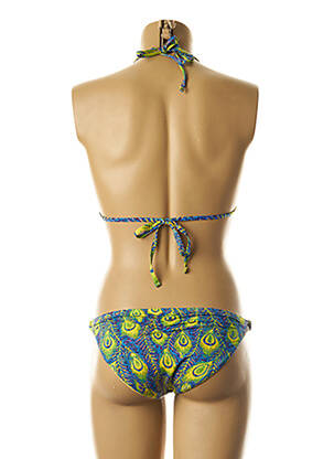 Maillot de bain 2 pièces fermeture liens à nouer haut soutien-gorge avec mousse de rembourrage amovible jaune DAG ADOM femme
