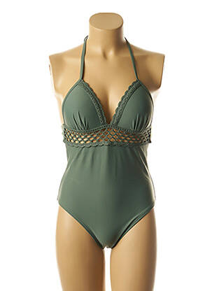 Maillot de bain 1 pièce stretch haut soutien-gorge moulé vert DAG ADOM femme