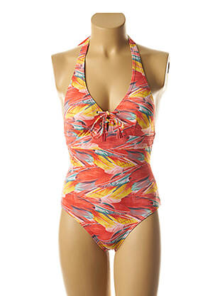 Maillot de bain 1 pièce imprimé fantaisie haut soutien-gorge avec mousse de rembourrage amovible orange DAG ADOM femme