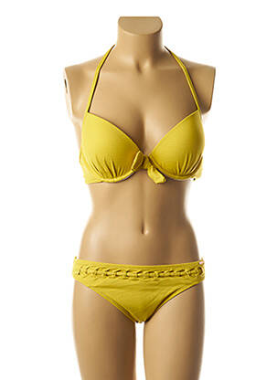 Maillot de bain 2 pièces stretch haut soutien-gorge push-up jaune YSABEL MORA femme