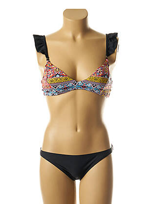 Maillot de bain 2 pièces stretch haut soutien-gorge avec mousse de rembourrage amovible noir DAG ADOM femme