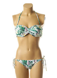 Maillot de bain 2 pièces fermeture liens à nouer haut soutien-gorge avec mousse de rembourrage amovible vert DAG ADOM femme