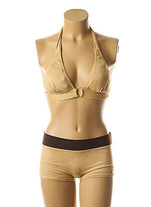 Maillot de bain 2 pièces stretch haut soutien-gorge avec mousse de rembourrage amovible beige MISS CARAÏBES femme