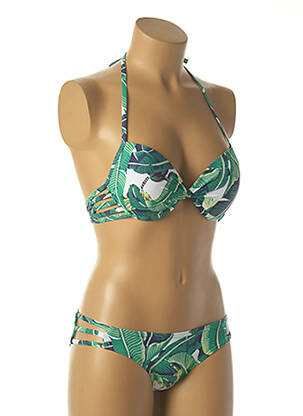 Maillot de bain 2 pièces stretch haut soutien-gorge avec mousse de rembourrage amovible vert DAG ADOM femme
