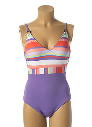 Maillot de bain 1 pièce stretch haut soutien-gorge avec mousse de rembourrage amovible violet YSABEL MORA femme