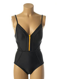 Maillot de bain 1 pièce effet matière satinée haut soutien-gorge avec mousse de rembourrage amovible noir YSABEL MORA femme