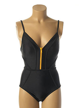 Maillot de bain 1 pièce effet matière satinée haut soutien-gorge avec mousse de rembourrage amovible noir YSABEL MORA femme