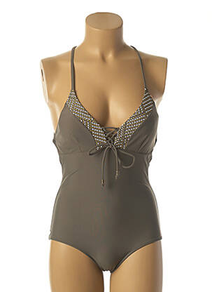 Maillot de bain 1 pièce imprimé fantaisie haut soutien-gorge moulé vert BRIGITTE BARDOT femme