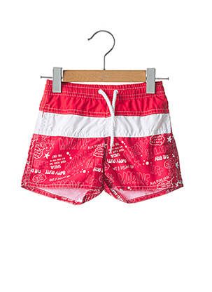 Short de bain tissage popeline rouge LOSAN garcon