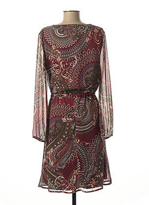 Robe mi-longue coupe fluide manches longues rouge DIANE LAURY femme