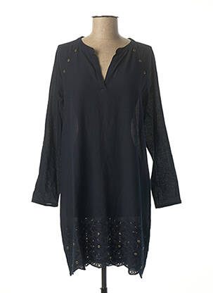 Robe mi-longue manches longues manches longues bleu IKKS femme