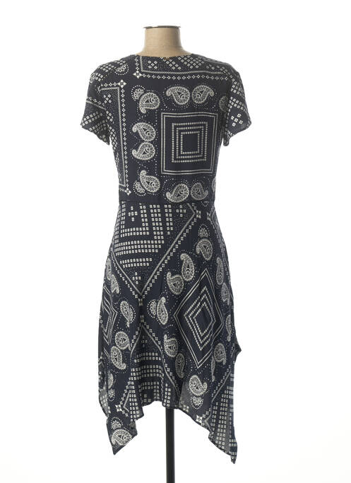 Robe mi-longue manches courtes manches courtes bleu IKKS femme