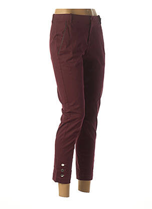 Pantalon 7/8 fermeture zippée sous rabat avec crochet taille normale violet IKKS femme